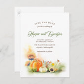 Carte Postale Faire-part Citrouilles de récolte d'automne et tournesols Sau (Devant / Derrière)