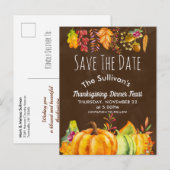 Carte Postale Faire-part Citrouilles de récolte et bordure de feuillage d'a (Devant / Derrière)