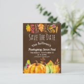 Carte Postale Faire-part Citrouilles de récolte et bordure de feuillage d'a (Debout devant)