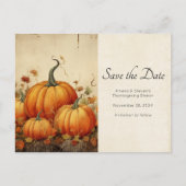 Carte Postale Faire-part Citrouilles oranges Rustique Automne Action de grâ (Devant)
