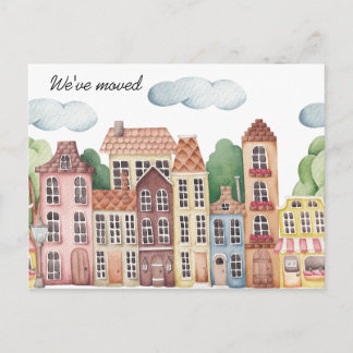 Carte Postale Faire-part City We've Moved - New Address Watercolor Door