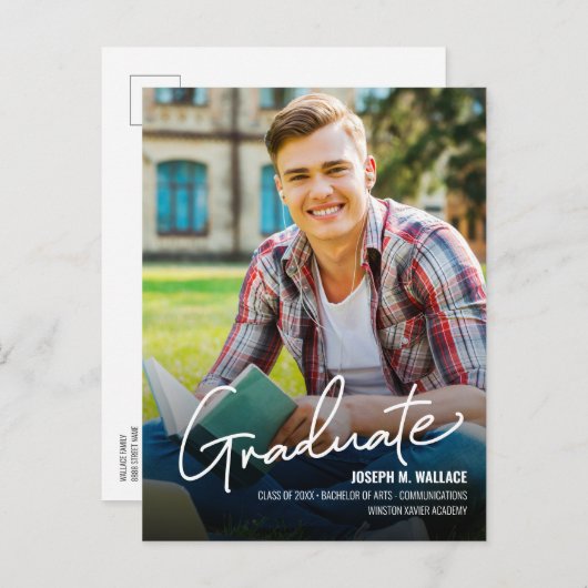 Carte Postale Faire-part Classe 2025 Université - photo personnalisée (Devant / Derrière)