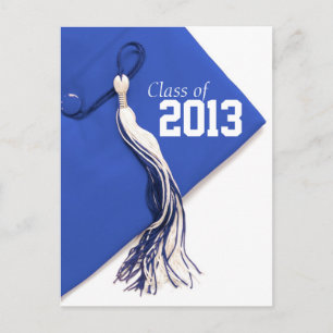 Carte Postale Faire-part Classe de 2013 Royal Blue Casquette Graduation Car