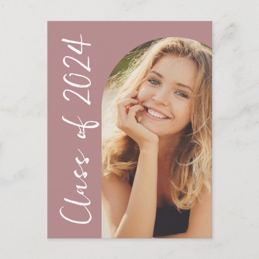 Carte Postale Faire-part Classe de 2024 Blush Pink Custom Grad photo (Devant)