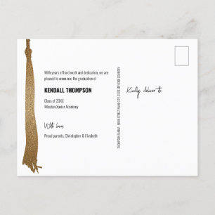 Carte Postale Faire-part Classe d'or moderne Classe 2024 Graduation photo