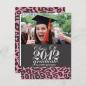 Carte Postale Faire-part Classe Léopard Rose de la Postcard de Graduation 2 (Devant / Derrière)