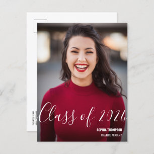 Carte Postale Faire-part Classe personnalisée de 2024 Graduate Photo Name
