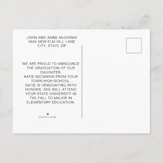 Carte Postale Faire-part Classe photo Black Gold Graduation 2024 (Dos)