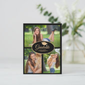 Carte Postale Faire-part Classe photo Black Gold Graduation 2024 (Debout devant)