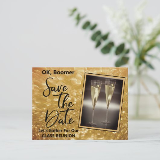 Carte Postale Faire-part Classe Réunion Enregistrer La Date Baby Boomer Cha (Debout devant)