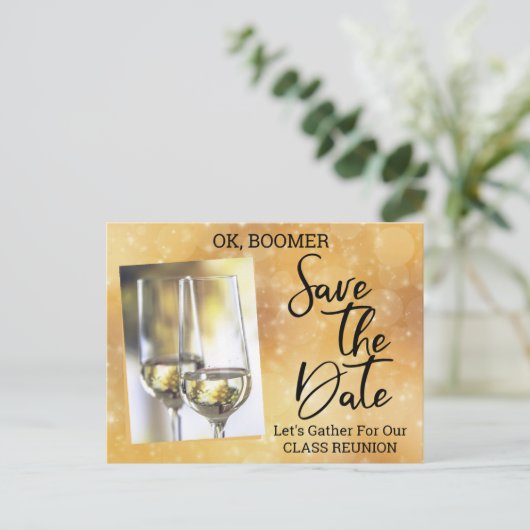 Carte Postale Faire-part Classe Réunion Enregistrer La Date Baby Boomer Cha (Debout devant)