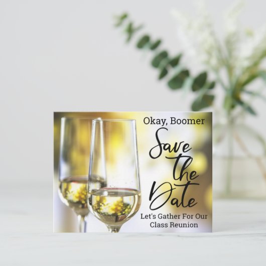 Carte Postale Faire-part Classe Réunion Enregistrer La Date Baby Boomer Cha (Debout devant)