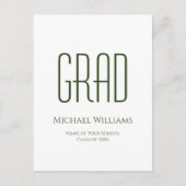 Carte Postale Faire-part Classe simple de 2024 Graduation Vert Blanc (Devant)