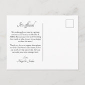 Carte Postale Faire-part Classic élégant juste marié photo (Dos)