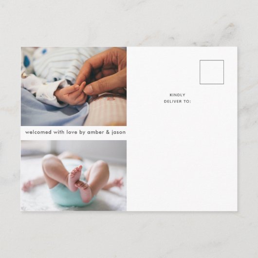 Carte Postale Faire-part Classic photo collage Naissance (Dos)