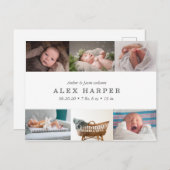 Carte Postale Faire-part Classic photo collage Naissance (Devant / Derrière)