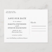 Carte Postale Faire-part Classique Bleu Casual Script Sauver Notre Date Pho (Dos)