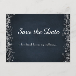 Carte Postale Faire-part Classy Black Chalkboard Bokeh Lights Enregistrer l