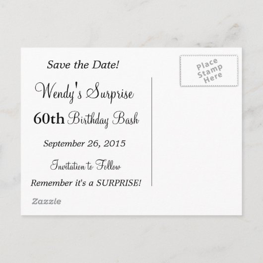 Carte Postale Faire-part Classy Diva Girl's Party | Enregistrer la date | R (Dos)