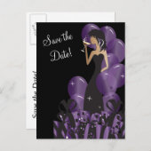 Carte Postale Faire-part Classy Diva Girl's Party | Save the date (Devant / Derrière)