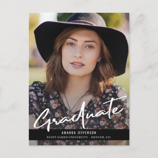 Carte Postale Faire-part Classy élégant enregistrer la photo de graduation (Devant)