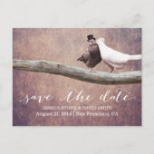 Carte Postale Faire-part Classy Grunge Mariage Birds Enregistrer la date (Devant)