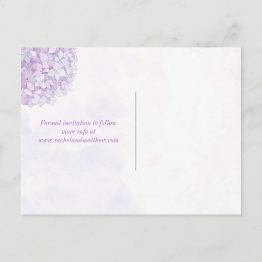 Carte Postale Faire-part Classy Hydrangea Mariage Photo Enregistrer la date (Dos)