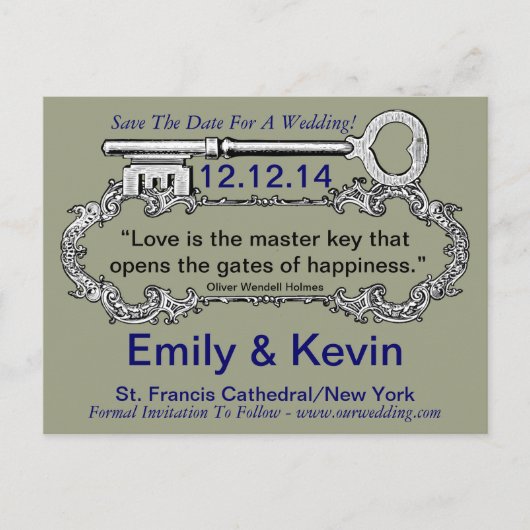 Carte Postale Faire-part Clé de mon coeur (Devant)