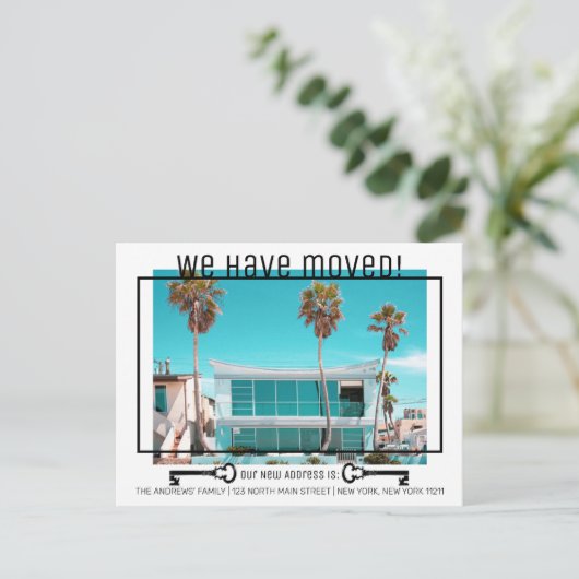 Carte Postale Faire-part Clé photo mouvante noir blanc simple moderne (Debout devant)