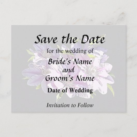 Carte Postale Faire-part Clematis rose (Devant)