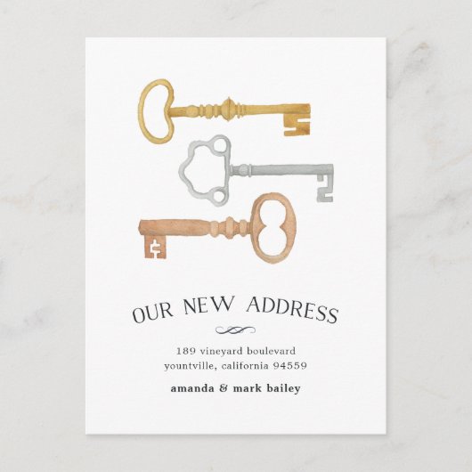 Carte Postale Faire-part Clés Anciennes | Annonce de déménagement (Devant)