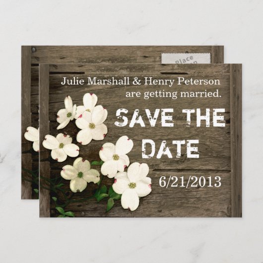 Carte Postale Faire-part Clôture rustique avec Fleurs Mariage Enregistrer L (Devant / Derrière)