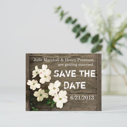 Carte Postale Faire-part Clôture rustique avec Fleurs Mariage Enregistrer L (Debout devant)