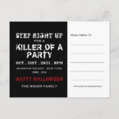 Carte Postale Faire-part Clown Méchant, Fête d'Halloween (Dos)