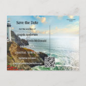 Carte Postale Faire-part Coastal Lighthouse Nautical Save the Date (Dos)