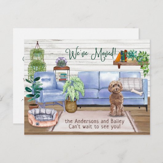 Carte Postale Faire-part Cockapoo nouveau chez confortable déménagement (Devant / Derrière)