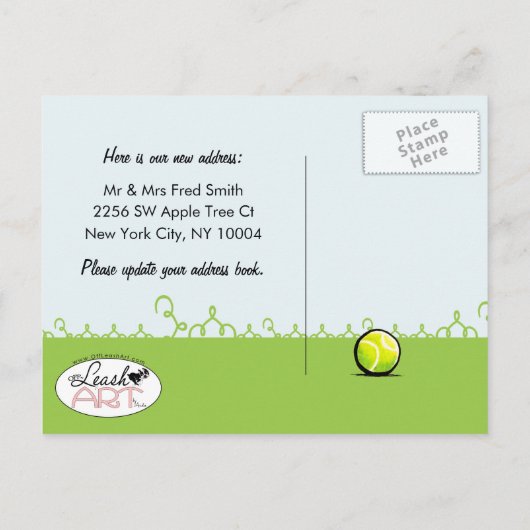 Carte Postale Faire-part Cocker Spaniel en mouvement à la nouvelle adresse (Dos)