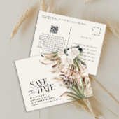 Carte Postale Faire-part Code QR botanique eucalyptus pampas rustique moder