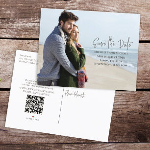 Carte Postale Faire-part Code QR de mariage photo de date de sauvegarde de 