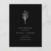 Carte Postale Faire-part Code QR de sauvegarde de date botanique boho noir (Devant)