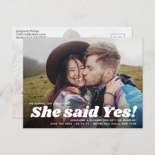 Carte Postale Faire-part Code QR Elle A Dit Oui ! Mariage Enregistrer la ph