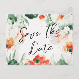 Carte Postale Faire-part Code QR Fleur sauvage vert et orange Enregistrer l