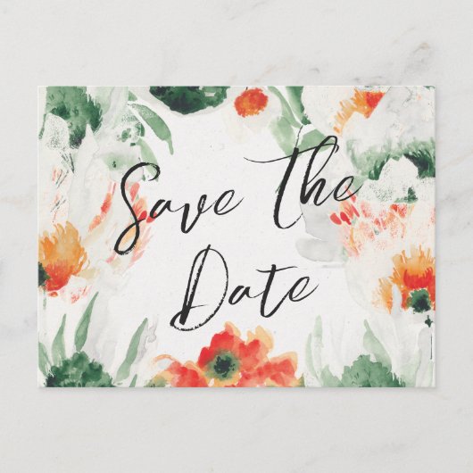 Carte Postale Faire-part Code QR Fleur sauvage vert et orange Enregistrer l (Devant)