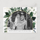 Carte Postale Faire-part Code QR Modern Greenery feuilles Photo enregistrer (Devant)