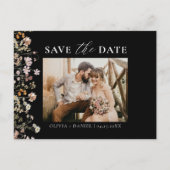 Carte Postale Faire-part Code QR noir Fleur sauvage Floral Mariage (Devant)