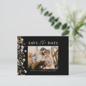 Carte Postale Faire-part Code QR noir Fleur sauvage Floral Mariage (Debout devant)