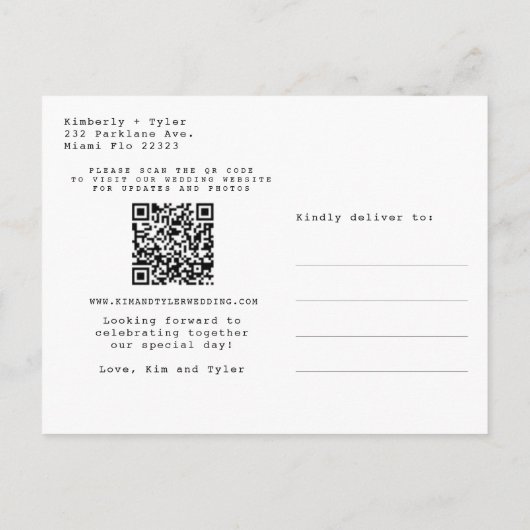 Carte Postale Faire-part Code QR photo mariage moderne enregistrer la date (Dos)