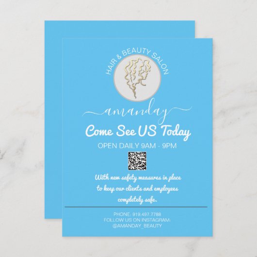 Carte Postale Faire-part Codes QR du logo promotionnel Be Safe Coiffeur (Devant / Derrière)