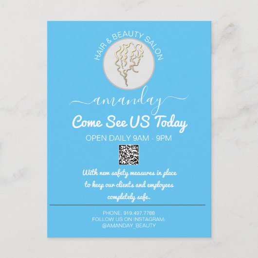 Carte Postale Faire-part Codes QR du logo promotionnel Be Safe Coiffeur (Devant)