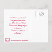 Carte Postale Faire-part Coeur blanc sur les mélanges rose rouge Enregistre (Dos)